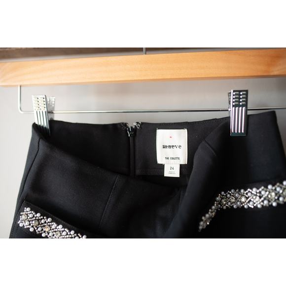 Anthropologie The Colette Cropped Wide-Leg Pants Rhinestone Pocket Edition 24 - Picture 4 of 5